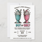 性別がアイスクリームのミルクシェイクピンクとブルーを明らかにする 招待状 (正面)