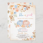 性別がカボチャの小さな赤ちゃんシャワーを明らかにする 招待状 (正面/裏面)