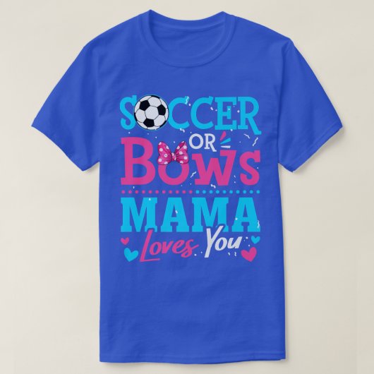 性別がサッカーや弓を明かすママ愛するゴール Tシャツ (デザイン正面)