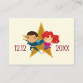 性別がスーパーヒーローを明らかにする可愛いブルーピンク黄色 エンクロージャーカード (裏面)