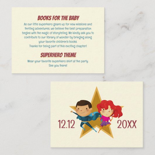 性別がスーパーヒーローを明らかにする可愛いブルーピンク黄色 エンクロージャーカード (正面/裏面)