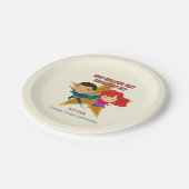 性別がスーパーヒーローを明らかにする可愛いブルーピンク黄色 ペーパープレート (アングル)