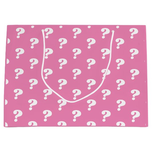 性別がパーティーの疑問符をピンクと青で表示 ラージペーパーバッグ (正面)