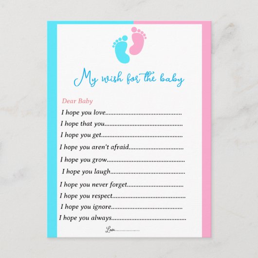 性別がパーティーゲームのベビーposへの願いを明らかにする ポストカード (正面)