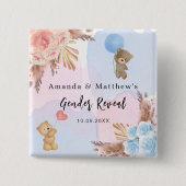 性別がパーティーパンパステディベアのピンク色を明らかにする 缶バッジ (正面)