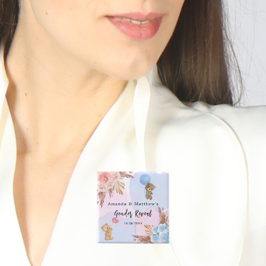 性別がパーティーパンパステディベアのピンク色を明らかにする 缶バッジ