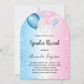 性別がパーティーピンクブルー男の赤ちゃんガールアーチを明かす 招待状 (正面)