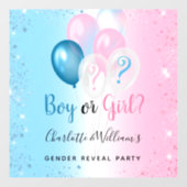 性別がパーティー男の子の青いピンク色のバルーンを明らかにする ウィンドウサイン (シート)