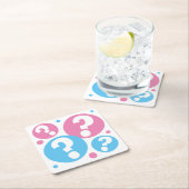 性別がパーティー男の赤ちゃんまたは少女のピンクと青を明らかにする スクエアペーパーコースター (インサイチュ)