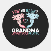 性別がピンクか青いおばあちゃんが愛していることを明らかにする ラウンドシール (正面)