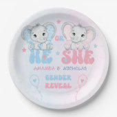 性別がピンクと青の象を明らかにする ペーパープレート (正面)