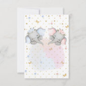 性別がピンクの青いフローラゾウを表示 サンキューカード (裏面)