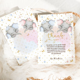 性別がピンクの青いフローラゾウを表示 サンキューカード