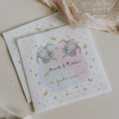 性別がピンクの青いフローラゾウを表示 スタンダードカクテルナプキン