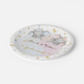 性別がピンクの青いフローラゾウを表示 ペーパープレート (アングル)