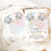 性別がピンクの青いフローラゾウを表示 招待状