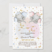 性別がピンクの青いフローラゾウを表示 招待状 (正面)