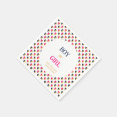 性別がピンクの青を明らかにするハート スタンダードカクテルナプキン (角)