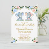 性別がピンクの青を明らかにするフローラベビーゾウ弓 招待状 (スタンド正面)