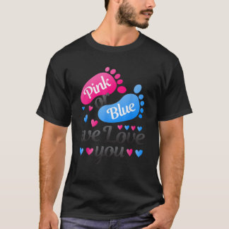 性別がピンクまたはブルーを明らかにする私たちはあなたを愛する白 Tシャツ