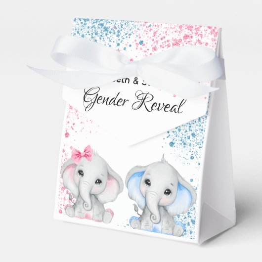性別がベビー象の女の子の男の子ピンクの青を明かす フェイバーボックス (正面サイド)