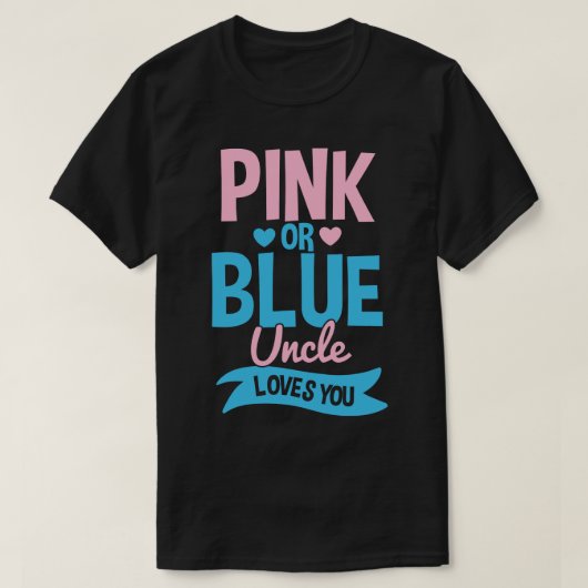 性別が叔父のピンクまたは青を明らかにする Tシャツ (デザイン正面)