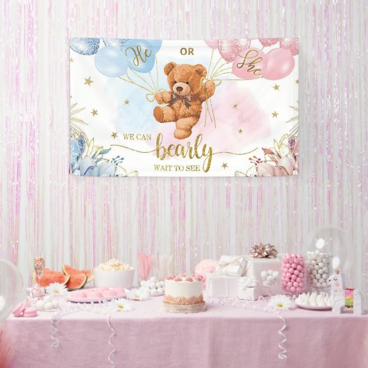 性別が少年または少女の青いピンク色のバルーンを表示 横断幕 (パーティー)