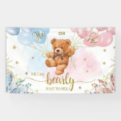 性別が少年または少女の青いピンク色のバルーンを表示 横断幕 (横)