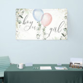 性別が少年または少女の青いピンク色のバルーンを表示 横断幕 (トレードショー)