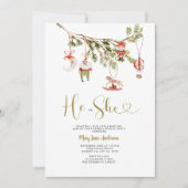 性別が明かすクリスマスの飾り 招待状 (正面)