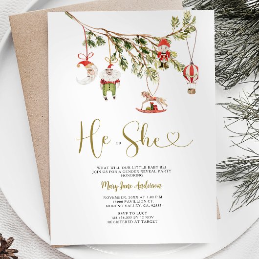 性別が明かすクリスマスの飾り 招待状