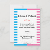 性別が象の女の子の男の子のシャワーを明らかにする 招待状 (裏面)