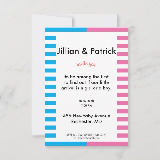 性別が象の女の子の男の子のシャワーを明らかにする 招待状 (裏面)