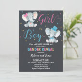 性別が象の男の赤ちゃんまたはベビーガールを表示 招待状 (スタンド正面)