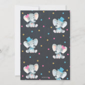 性別が象の男の赤ちゃんまたはベビーガールを表示 招待状 (裏面)