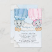 性別が象の風船の本を明らかにするベビー エンクロージャーカード (正面/裏面)