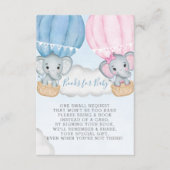 性別が象の風船の本を明らかにするベビー エンクロージャーカード (正面)