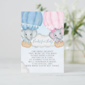 性別が象の風船の本を明らかにするベビー エンクロージャーカード (スタンド正面)