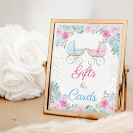 性別が赤ちゃんシャワーのギフトとカードサインを明らかにする ポスター