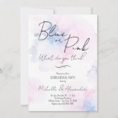 性別が青いピンクの水エレガント色のパーティーを表示 招待状 (正面)