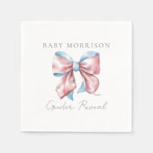 性別が青とピンクの弓を明らかにする スタンダードカクテルナプキン (正面)