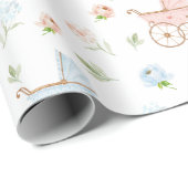 性別が青とピンクの赤ちゃんシャワー包みPを明らかにする ラッピングペーパー (ロールコーナー)