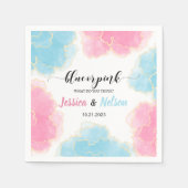 性別が青またはピンクを明かす彼または彼女の紙ナプキン スタンダードカクテルナプキン (正面)