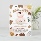 性別でかわいい牛のボー素朴ホ 招待状 (スタンド正面)