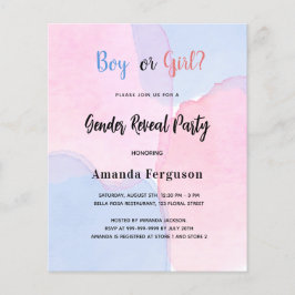 性別でパーティーピンクの青の予算招待状を表示 チラシ