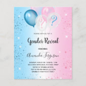 性別でパーティーピンクの青の予算招待状を表示 チラシ (正面)