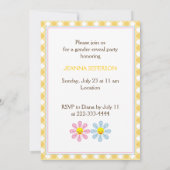 性別でパーティー文字デザインをデイジー花で明かす 招待状 (裏面)