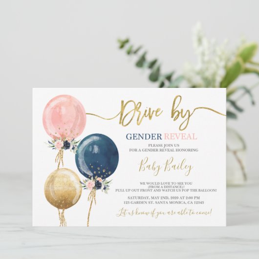 性別によるドライブの表示パーティー 招待状 (スタンド正面)