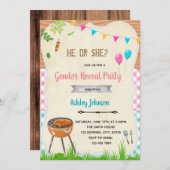 性別によるバーベキューパーティの招待状 招待状 (正面/裏面)