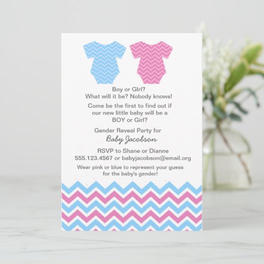 性別によるパーティーまたはベビーシャワー招待状の表示 招待状 (スタンド正面)